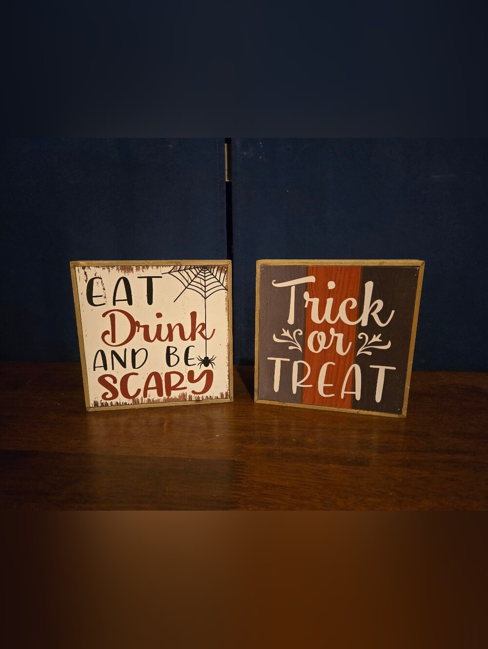 2x Halloween Woiden Decorative Box Signs